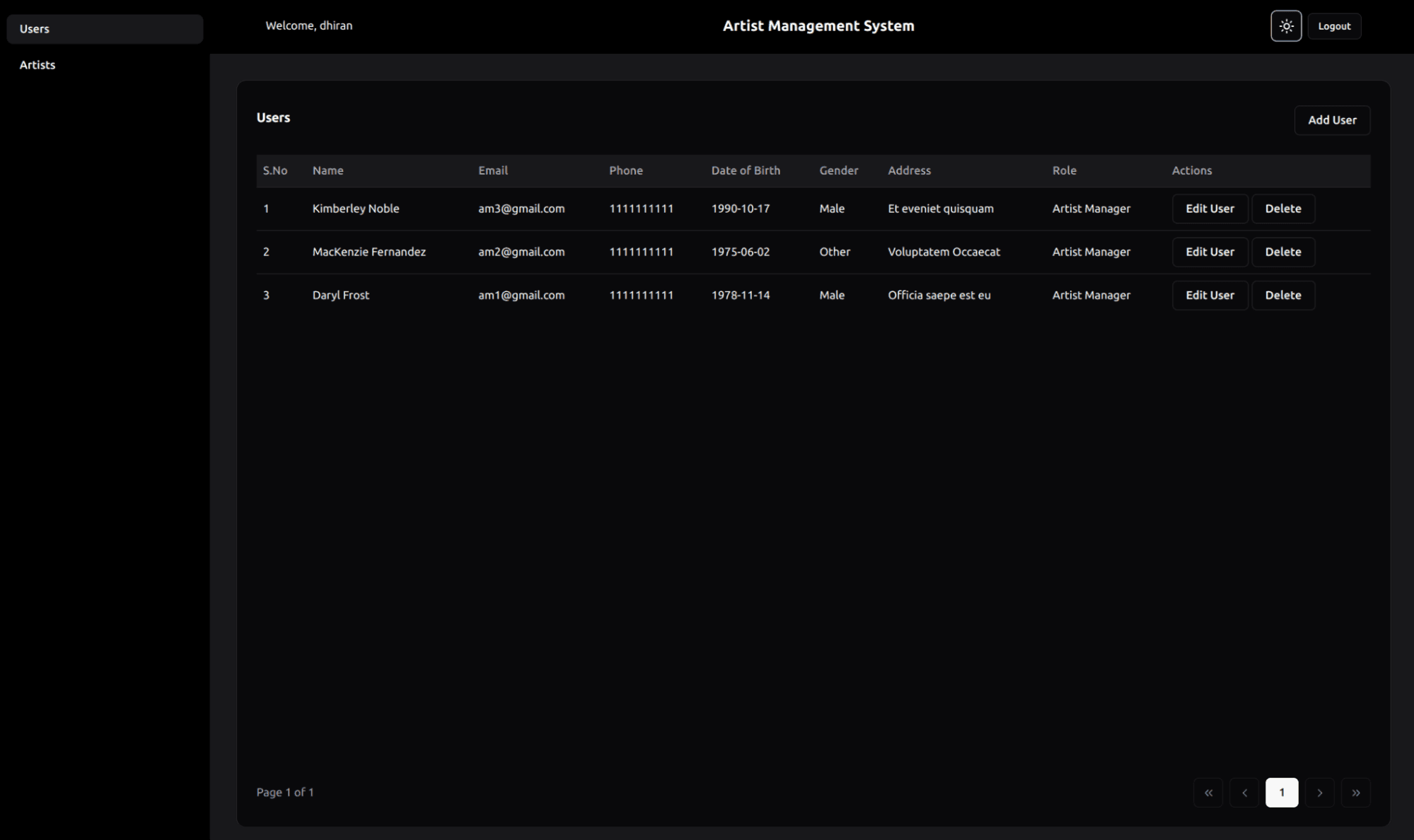Artist Management System